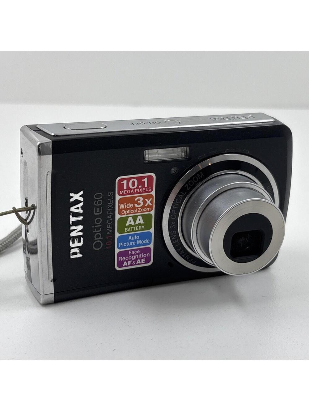 Pentax Optio E60 10.1MP Digital Camera - Black Fully Tested No Sd Card